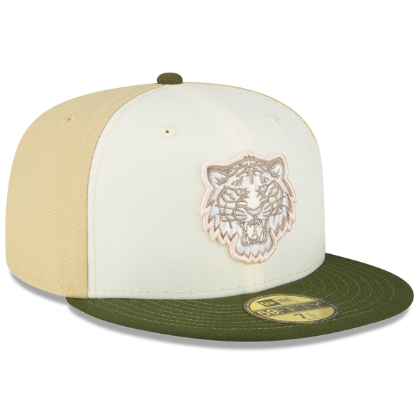 Detroit Tigers New Era Vegas Gold 59Fifty Fitted Hat - White/Green/Natural