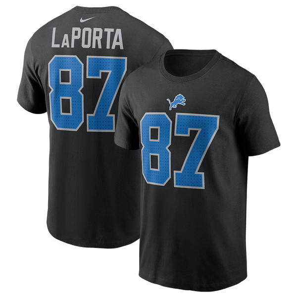 Sam LaPorta Detroit Lions Nike Name and Number T-Shirt - Black