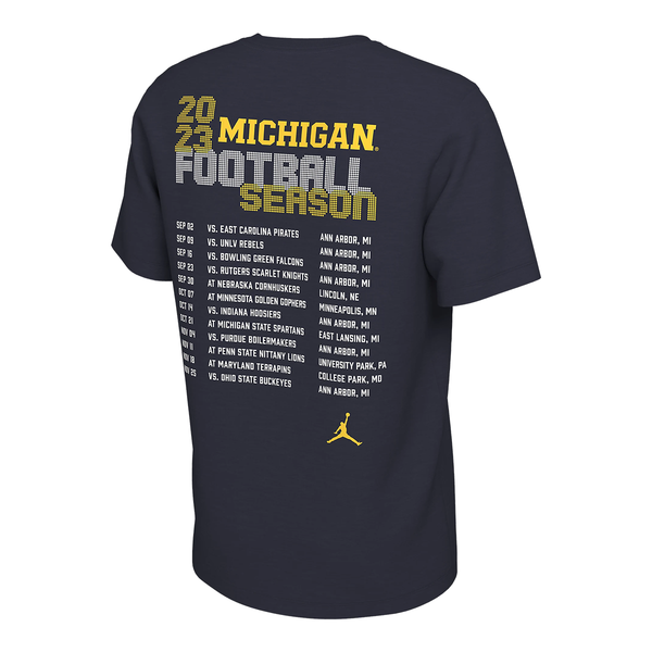 Michigan Wolverines Jordan Brand 2023 Football Schedule T-Shirt - Navy