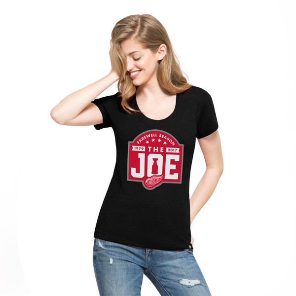 47 Brand Detroit Red Wings Women's Black Joe Louis Arena Farewell Season Club Scoop Neck Short Sleeve T-Shirt