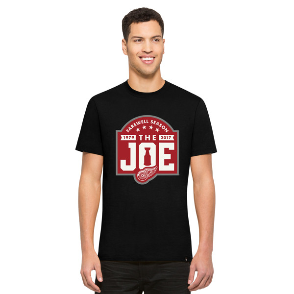 47 Brand Detroit Red Wings Black Joe Louis Arena Farewell Season Crosstown Flanker Short Sleeve T-Shirt