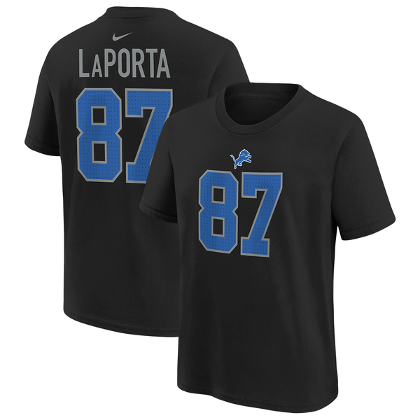 Sam LaPorta Detroit Lions Nike Youth Name and Number T-Shirt - Black