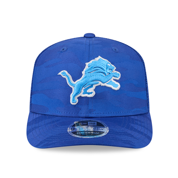 Detroit Lions New Era Camo Trucker 9SEVENTY Stretch-Snap Hat - Blue