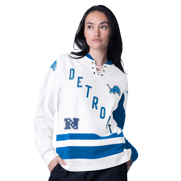 Detroit Lions Starter Women's Hat Trick Long Sleeve Tunic Top - White