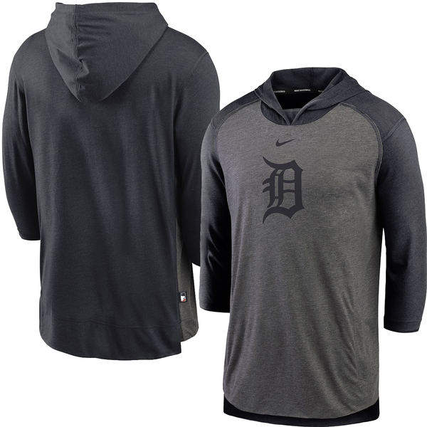 Nike Detroit Tigers Gray Heather Authentic Collection Flux Dri-FIT  Lightweight 3/4 Sleeve Hoodie