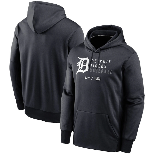 Nike Detroit Tigers Pitch Blue Authentic Collection Therma Logo Stack Performance Pullover Hoodie