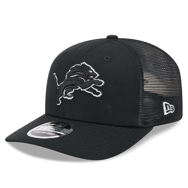 Detroit Lions New Era Canvas Trucker 9SEVENTY Stretch-Snap Hat - Black