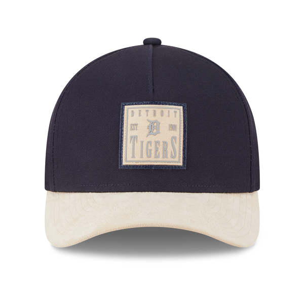 Detroit Tigers New Era A-Frame Suede Patch 9FORTY Adjustable Hat - Navy