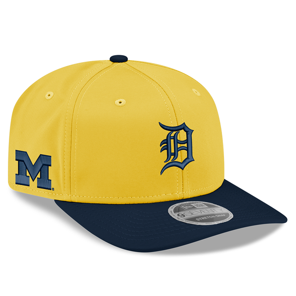 Detroit Tigers x Michigan Wolverines New Era Co-Branded 9SEVENTY Stretch-Snap Hat - Maize/Navy