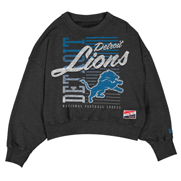 Detroit Lions New Era Women's Oversized Pullover Sweatshirt - Black