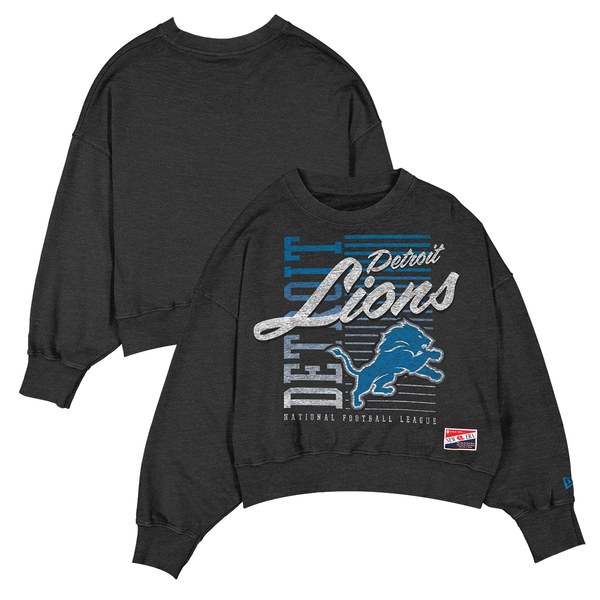 Detroit Lions New Era Women's Oversized Pullover Sweatshirt - Black