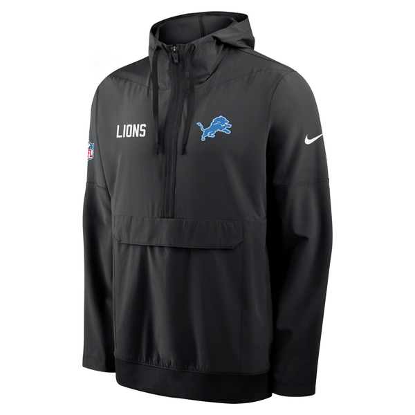 Detroit Lions Nike Sideline Alt Pack Anorak Half-Zip Hoodie Jacket - Black
