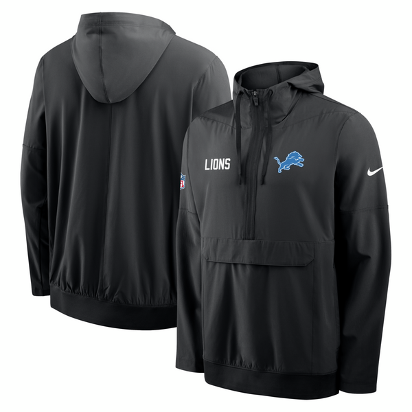 Detroit Lions Nike Sideline Alt Pack Anorak Half-Zip Hoodie Jacket - Black
