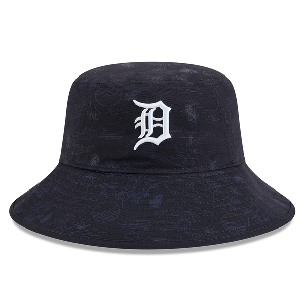 Detroit Tigers New Era 2025 Spring Training All-Over Print Bucket Hat - Navy