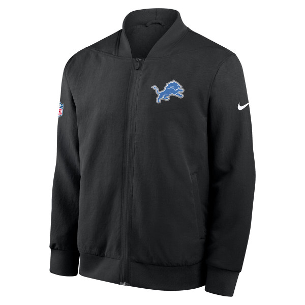 Detroit Lions Nike 2025 Sideline Full-Zip Bomber Jacket - Black