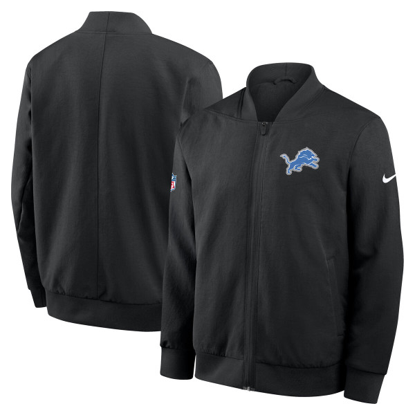 Detroit Lions Nike 2025 Sideline Full-Zip Bomber Jacket - Black
