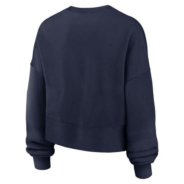 Michigan Wolverines Nike Women's Wordmark Club Oversized Pullover Sweatshirt - Navy Michigan Wolverines Nike Women's Wordmark Club Oversized Pullover Sweatshirt - Navy