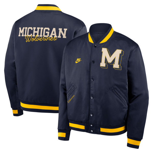 Michigan Wolverines Nike Vault Full-Snap Varsity Jacket - Navy