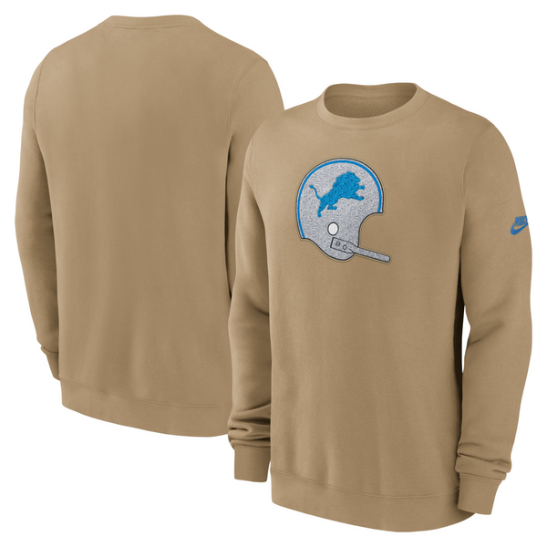 Detroit Lions Nike Swing Pass Rewind Club Pullover Sweatshirt - Tan