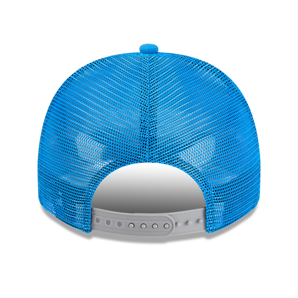 Detroit Lions New Era A-Frame Trucker Banner 9FIFTY Snapback Hat - Chrome/Blue
