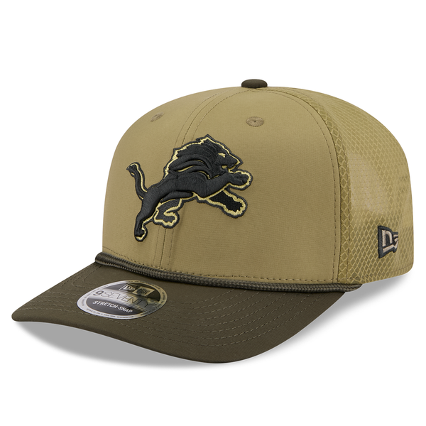 Detroit Lions New Era 2025 Salute to Service Trucker Stretch-Snap Hat - Green