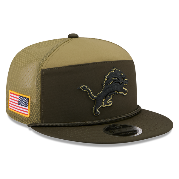 Detroit Lions New Era 2025 Salute to Service Split Panel 9FIFTY Snapback Hat - Dark Green