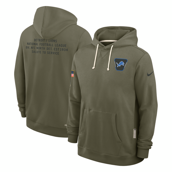 Detroit Lions Nike 2025 Salute to Service Performance Sideline Standard Issue Dri-FIT Hoodie - Olive