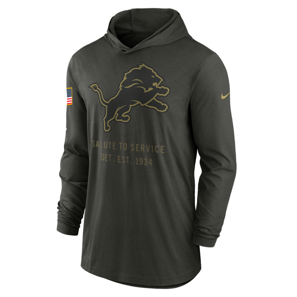 Detroit Lions Nike 2025 Salute to Service Dri-FIT Long Sleeve Hooded T-Shirt - Dark Green