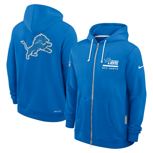Detroit Lions Nike 2025 Sideline Standard Issue Utility Player Dri-FIT Full-Zip Hoodie - Blue