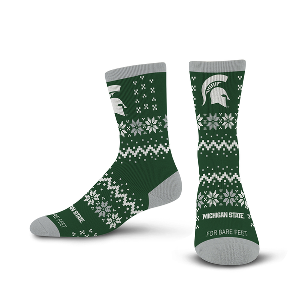 Michigan State Spartans For Bare Feet Team Sweater Socks  - Green