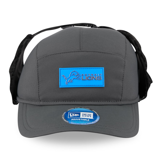 Detroit Lions New Era 2025 Sideline Cold Weather Runner Dog Ear Hat - Charcoal