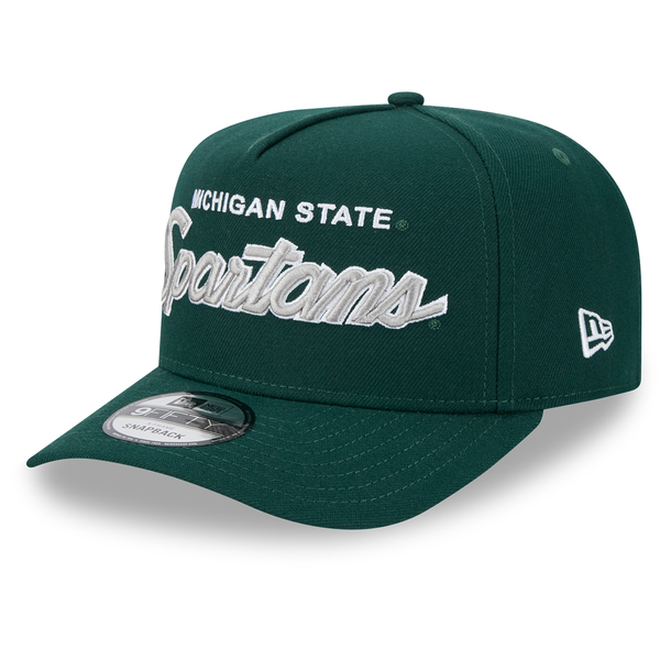 Michigan State Spartans New Era Script A-Frame 9FORTY Adjustable Hat - Green