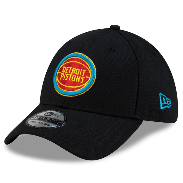 Detroit Pistons New Era Throwback 39THIRTY Flex Hat - Black