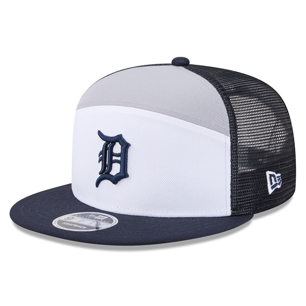 Detroit Tigers New Era Block Split Panel Trucker 9FIFTY Snapback Hat - Navy
