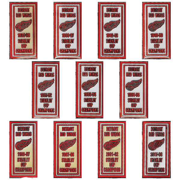 Detroit Red Wings Aminco Stanley Cup Banner 11-Piece Collector Pin Set