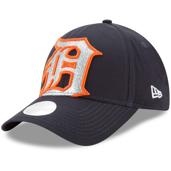 Detroit Tigers New Era Kids Glitter Glam 3 9FORTY Adjustable Hat - Navy 