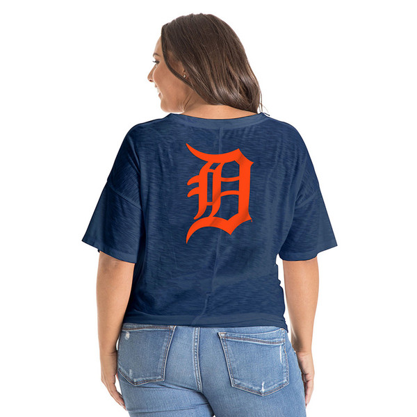 New Era Detroit Tigers Women's Navy Plus Size Scoop Neck T-Shirt
