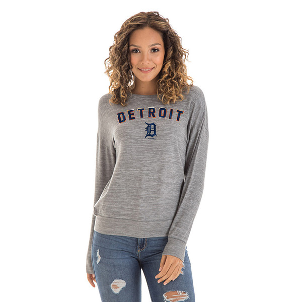 New Era Detroit Tigers Women's Heather Gray Knit Pullover Sweatshirt