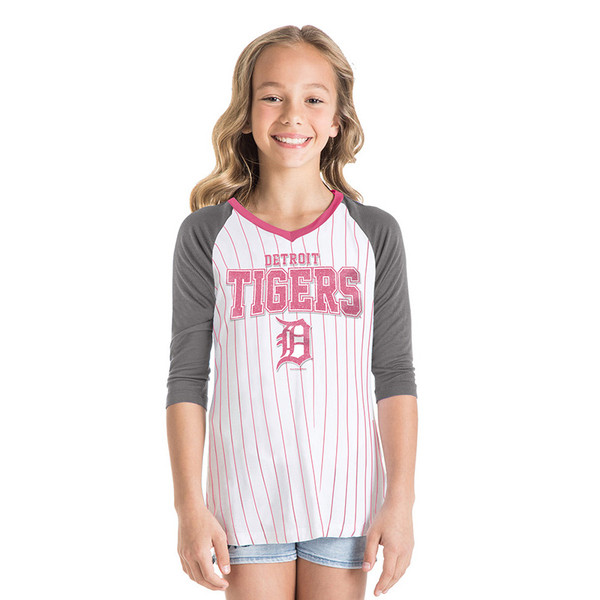 New Era Detroit Tigers Girls Heather Gray Pullover Sweatshirt