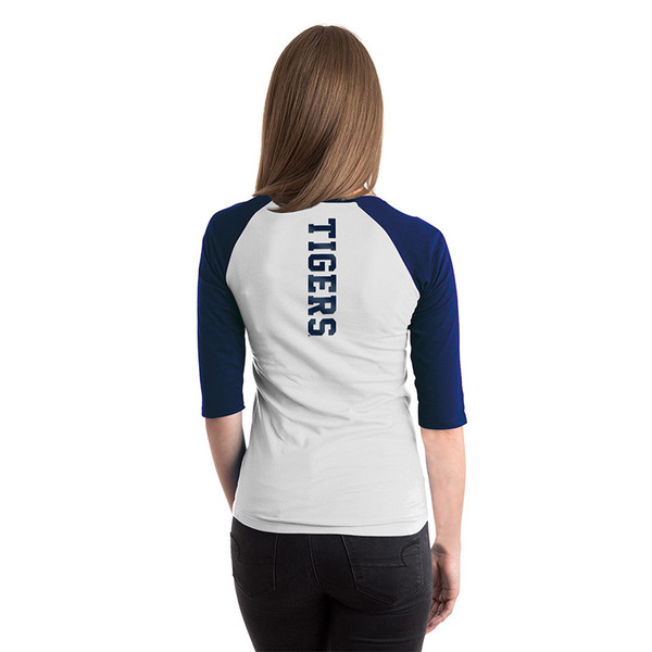 New Era Detroit Tigers Women's White Raglan Scoop Neck 3/4 Sleeve