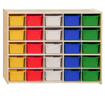 Contender 25 Cubbies Storage Cabinet with Assorted Color Trays