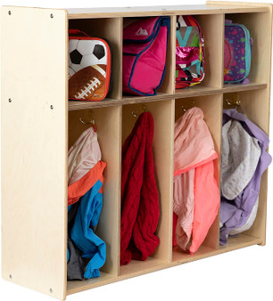  Contender 8 Section Coat Locker with Cubbies Storage Shelves,  Wooden Montessori Backpack Organizer for Daycare, Preschool & Home  [Greenguard Gold Certified] : Office Products