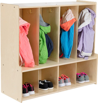 4-Section Coat Locker with Bench & Cubby Storage