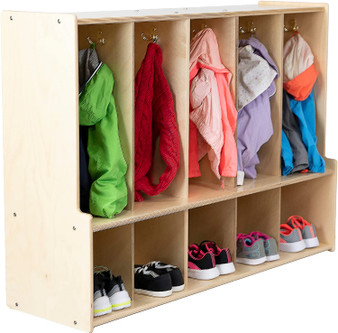 5-Section Coat Locker with Bench & Cubby Storage