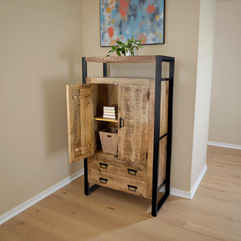 63" Industrial Storage Cabinet with Two Drawers