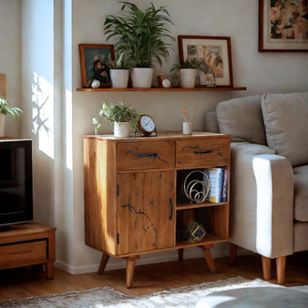 36" Fractal Burn Sideboard with Drawers Storage Cabinet