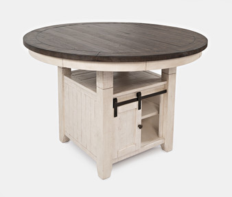 Reclaimed Pine 54" Round Adjustable Dining Table with Storage Base