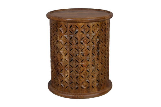 Decker - Hand Carved Rustic Mango Wood End Table
