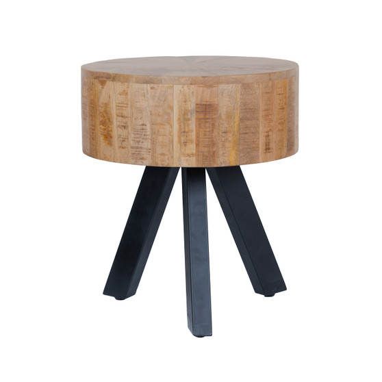 Round Mango Wood Side Table