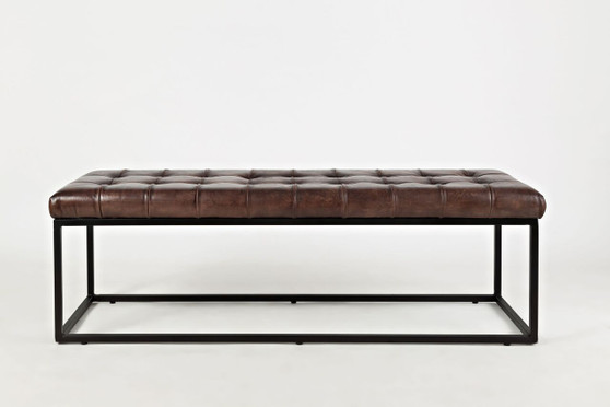 Brooks 55" Genuine Distressed Leather Ottoman Bench